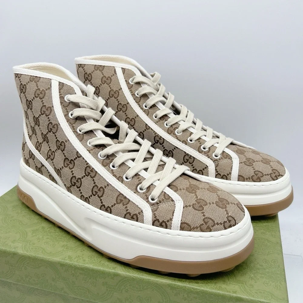 Gucci TENNIS 1977 TRECK HIGH GG JACQUARD SNEAKER Interlocking Mens UK 11 US 11.5